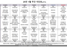 1월 2주차 식단표