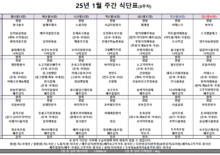 1월 3주차 식단표