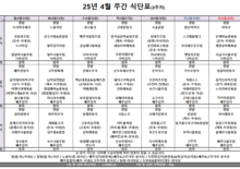 4월 3주차 식단표